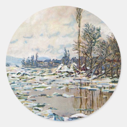 Sticker Rond La rupture de la glace par Claude Monet (Devant)