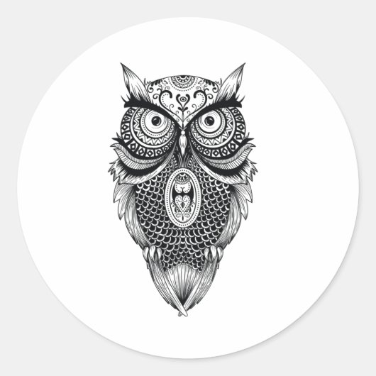 Sticker Rond La Sagesse Du Roi Hibou (Devant)