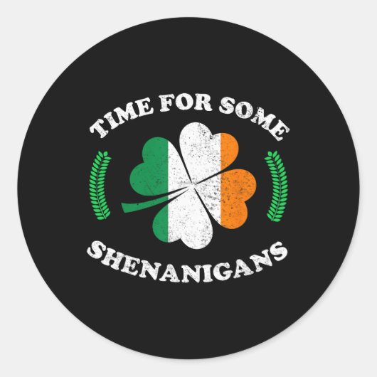 Sticker Rond La Saint-Patrick, c'est l'heure de quelques bêtise (Devant)