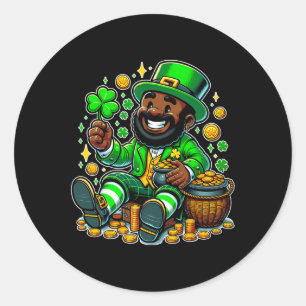 Sticker Rond La Saint Patrick de Leprechaun d'Afrique noire