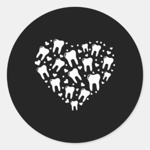 Sticker Rond La Saint-Valentin Dentiste Hygiéniste Dentaire Cœu