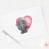 Sticker Rond La Saint-Valentin des éléphants (Enveloppe)