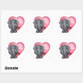 Sticker Rond La Saint-Valentin des éléphants (Feuille)