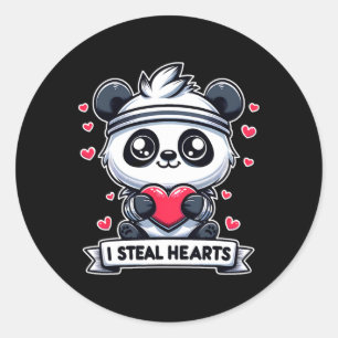 Sticker Rond La Saint-Valentin je vole des cœurs Panda ours mig