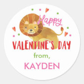 Sticker Rond La Saint Valentin traitement personnalisé Lion (Devant)
