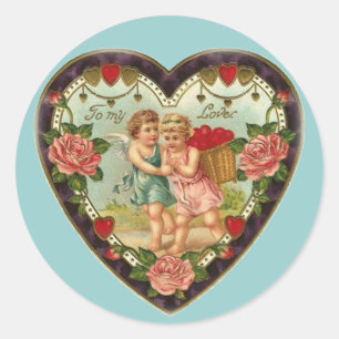 Sticker Rond La Saint-Valentin victorienne à mon amour II