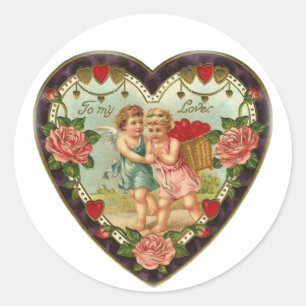 Sticker Rond La Saint-Valentin victorienne à mon amour II
