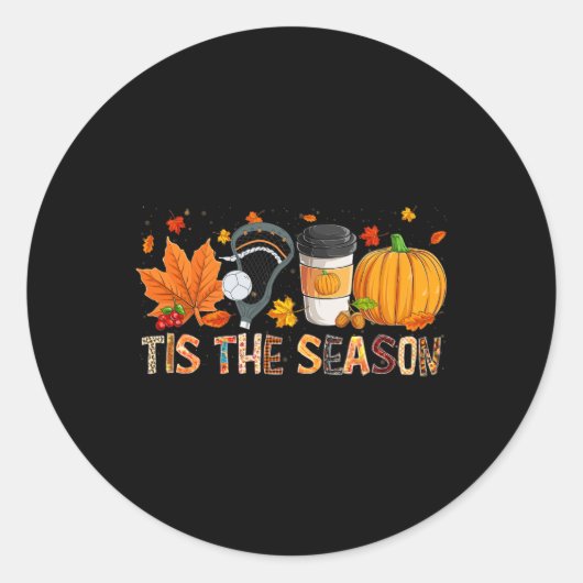 Sticker Rond La saison Leopard Citrouille Lacrosse Halloween au (Devant)