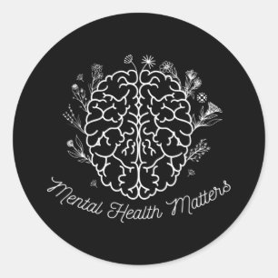 Sticker Rond La santé mentale, les enjeux Cadeau Maladie cérébr
