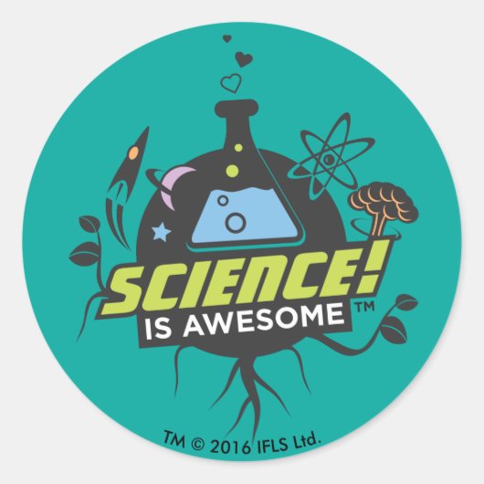 Sticker Rond La science est géniale (Devant)