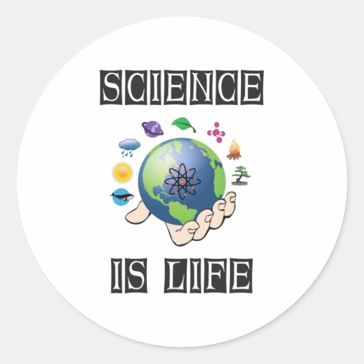 Sticker Rond La science est la vie (Devant)