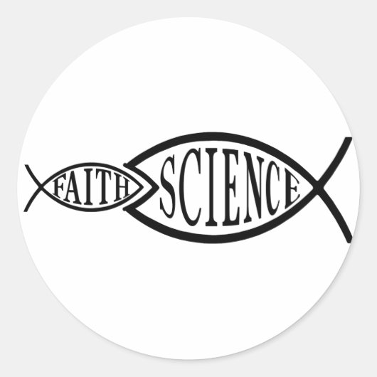 Sticker Rond La science l'emporte sur la foi Poisson (Devant)