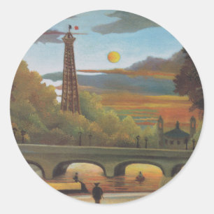Sticker Rond La Seine et la Tour Eiffel au coucher du soleil pa