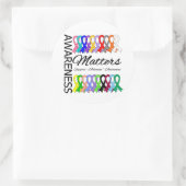 Sticker Rond La Sensibilisation, Les Rubans Du Cancer (Sac)