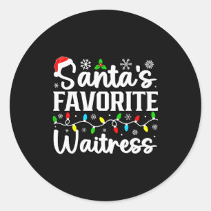 Sticker Rond La serveuse préférée du Père Noël Noël drôle en fa