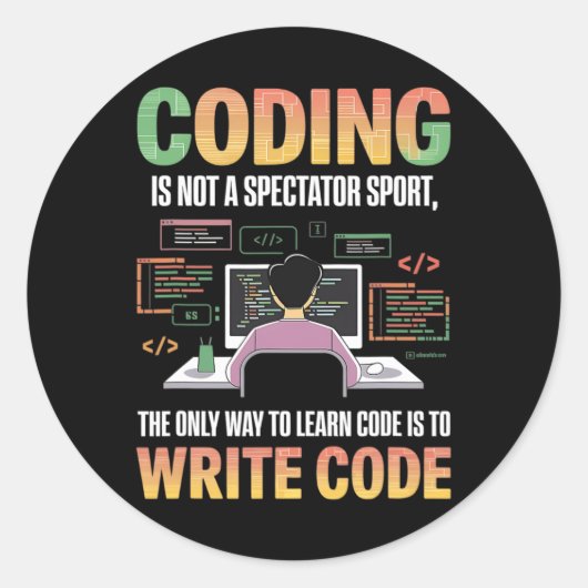 Sticker Rond La Seule Façon D'Apprendre Le Code Est De Code Inf (Devant)