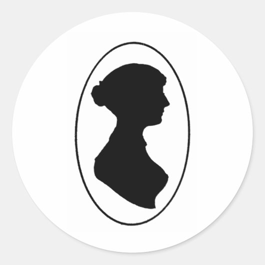 Sticker Rond La silhouette de Jane Austen (Devant)