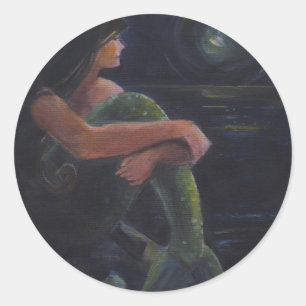 Sticker Rond La sirène et la lune