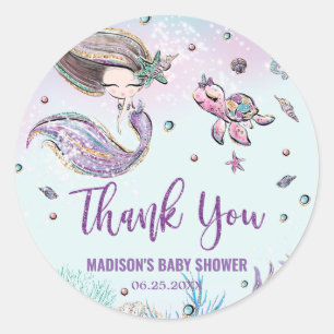 Sticker Rond La Sirène Whimsical Sous La Faveur Du Baby shower