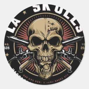 Sticker Rond LA Skulls