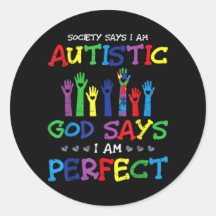 Sticker Rond La société dit Puzzle de la Journée de sensibilisa