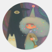 Sticker Rond La sorcière et ses démons (Devant)
