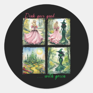 Sticker Rond La Sorcière Rose Va Bien Avec La Sorcière Hallowee