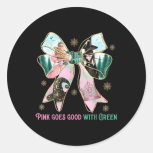 Sticker Rond La sorcière rose va bien avec la sorcière verte d'