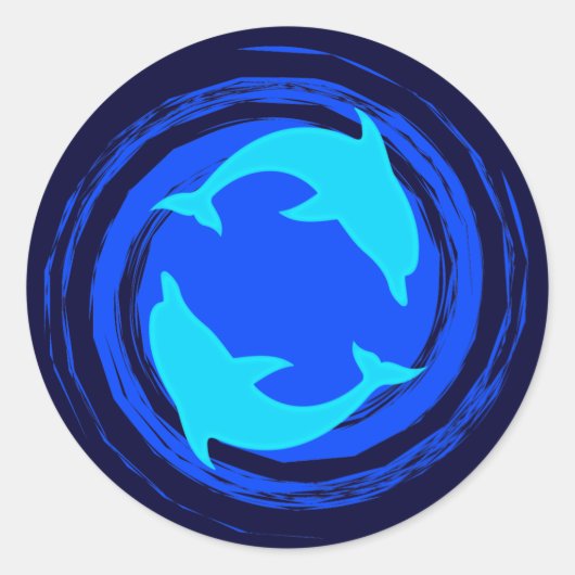 Sticker Rond La spirale des dauphins dansants (Devant)