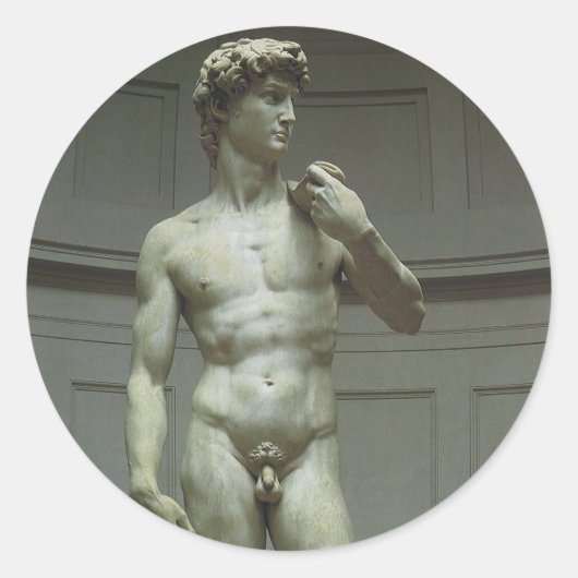 Sticker Rond La statue de David de Michel-Ange (Devant)