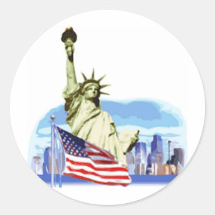 Sticker Rond La statue de la liberté à New York