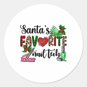 Sticker Rond La technicienne en ongles préférée du Père Noël Jo
