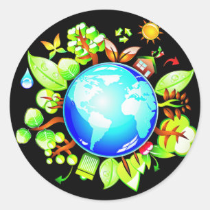 Sticker Rond La terre verte Eco amical pour le jour de la terre