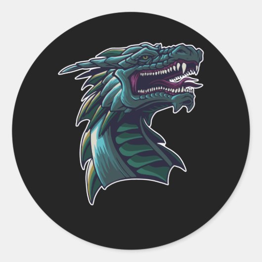 Sticker Rond La Tête du Dragon (Devant)