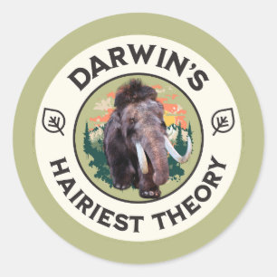 Sticker Rond La théorie la plus poilue de Darwin : le mammouth
