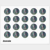 Sticker Rond La tortue et la fille (Feuille)