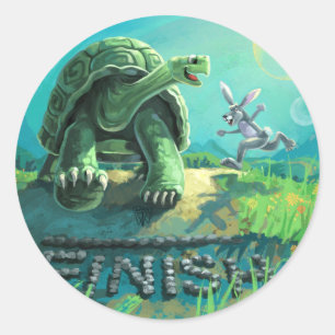 Sticker Rond La tortue et l'art du lièvre