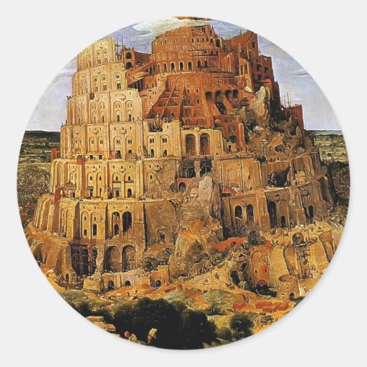 Sticker Rond "La Tour de Babel" de Pieter Bruegel (vers 1563) (Devant)