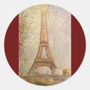 Sticker Rond La Tour Eiffel par Georges Seurat, Beaux-Arts Vint