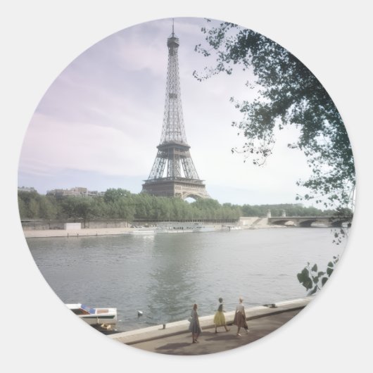 Sticker Rond La Tour Eiffel. Paris, vers 1960. (Devant)