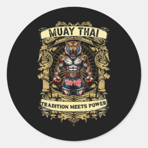 Sticker Rond La tradition rencontre la puissance - Kickboxing e
