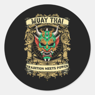 Sticker Rond La tradition rencontre la puissance - Kickboxing e