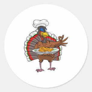 Sticker Rond La Turquie cool Servant Des Nuggets De Poulet Drôl