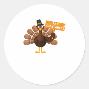 Sticker Rond La Turquie Mange des légumes - Drôle Vegan Thanksg