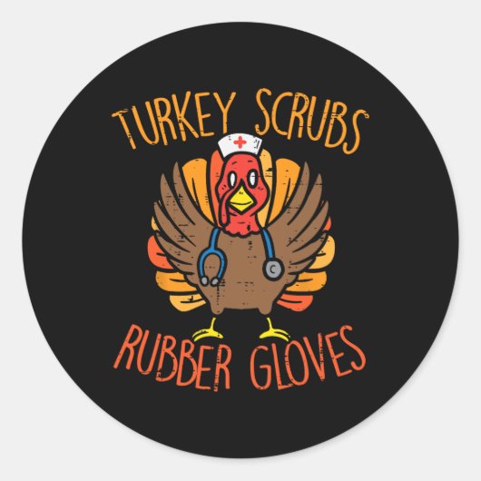 Sticker Rond La Turquie Scrubs Gants En Caoutchouc Infirmière T (Devant)