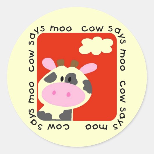Sticker Rond La vache dit des maillots et des cadeaux de Moo (Devant)