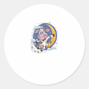 Sticker Rond La vache saute au-dessus de la lune