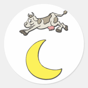 Sticker Rond La vache saute par-dessus la lune