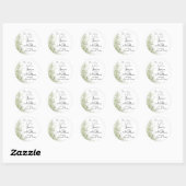Sticker Rond La veille de Dusty Sage Green Flowers Mariage (Feuille)