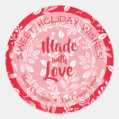Sticker Rond La verdure de Noël Fabriquée avec amour (Devant)